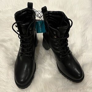 🆕 Aerosoles Women's Black Combat Boots Size 10M Block Heel Lace-Up